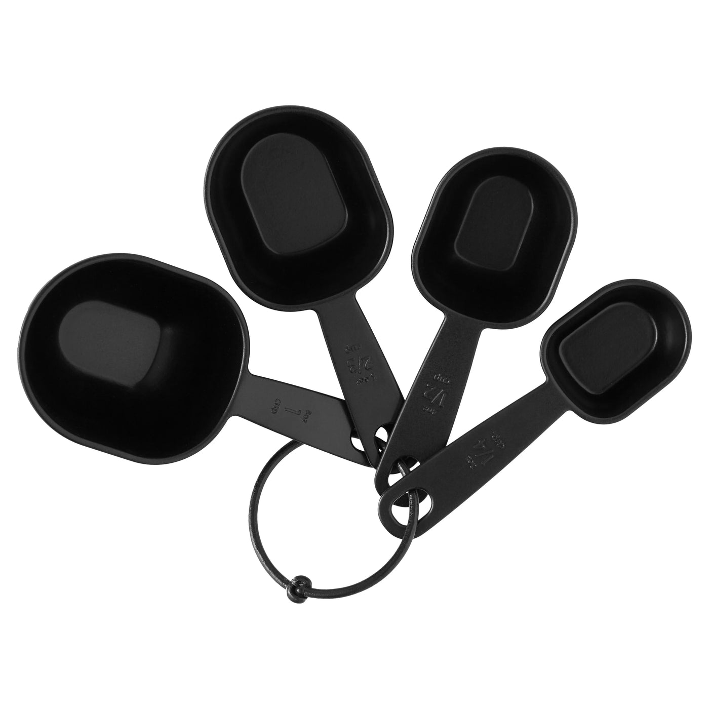 8-Piece Measuring Cup and Spoon Set, Durable, Space Saving Kitchen Essential, Black, for Cooking, Mixing, Serving and Nonstick Cookware