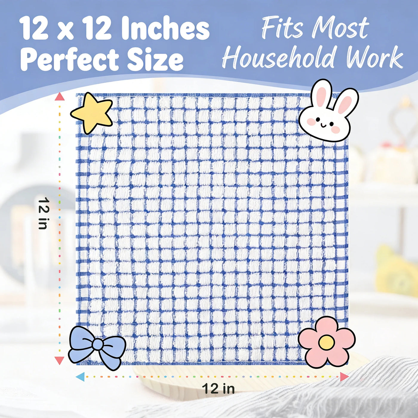 12-Pack Terry Kitchen Dish Cloths, 100% Cotton Dish Towels for Dish Washing, 12 X 12 Inches Super Soft and Absorbent Dish Rags