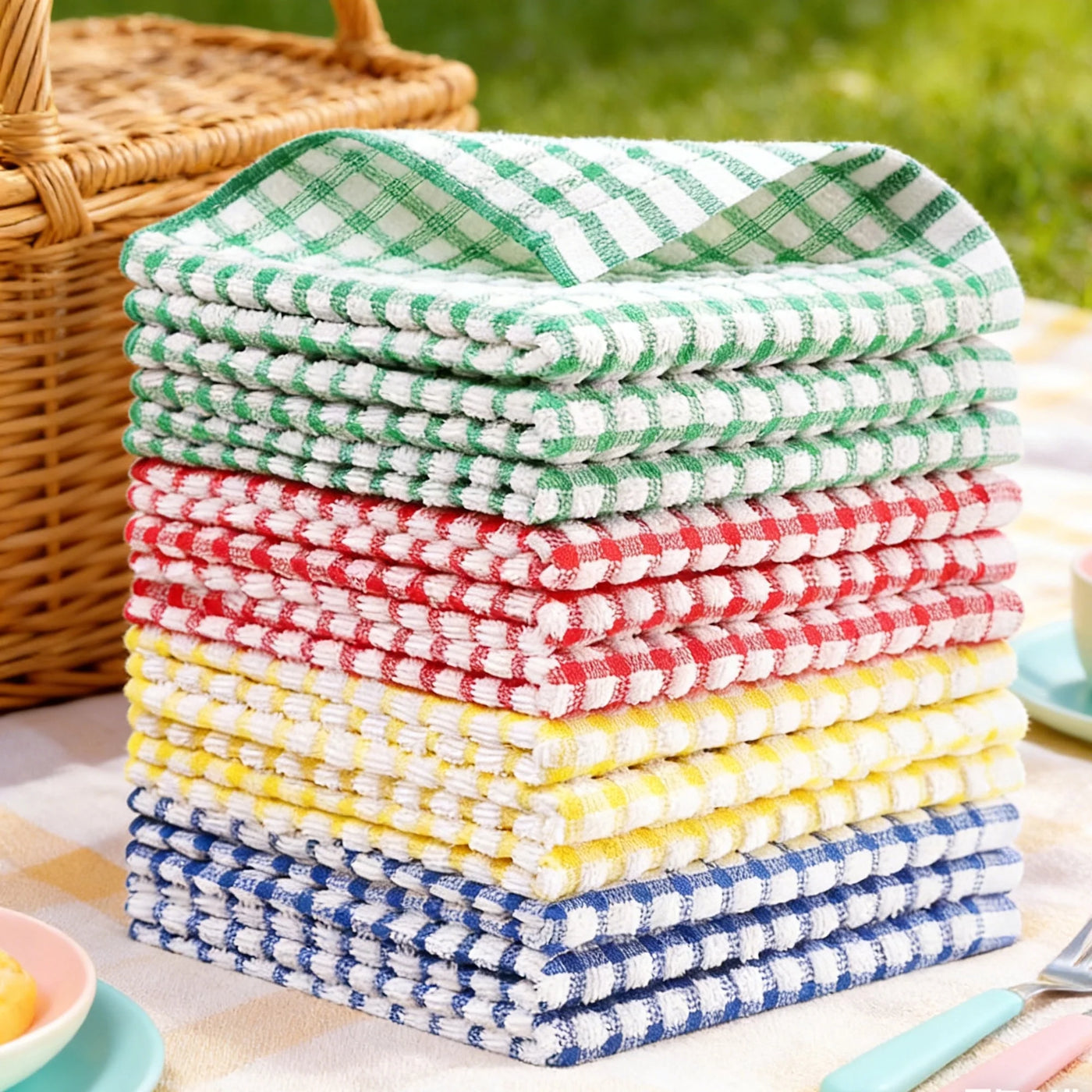 12-Pack Terry Kitchen Dish Cloths, 100% Cotton Dish Towels for Dish Washing, 12 X 12 Inches Super Soft and Absorbent Dish Rags