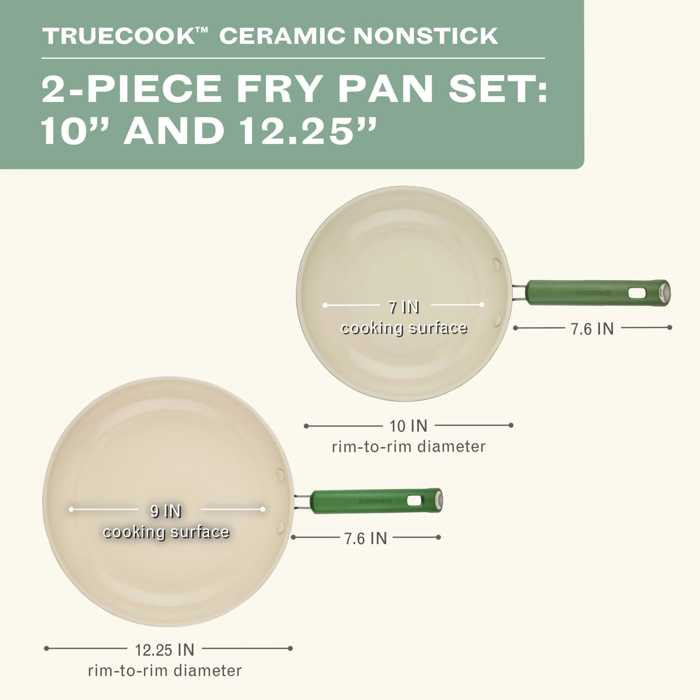 2-Piece Frying Pan Set, Dishwasher and Oven Safe, Matte Olive, for Frying, Boiling and Everyday Home Cooking