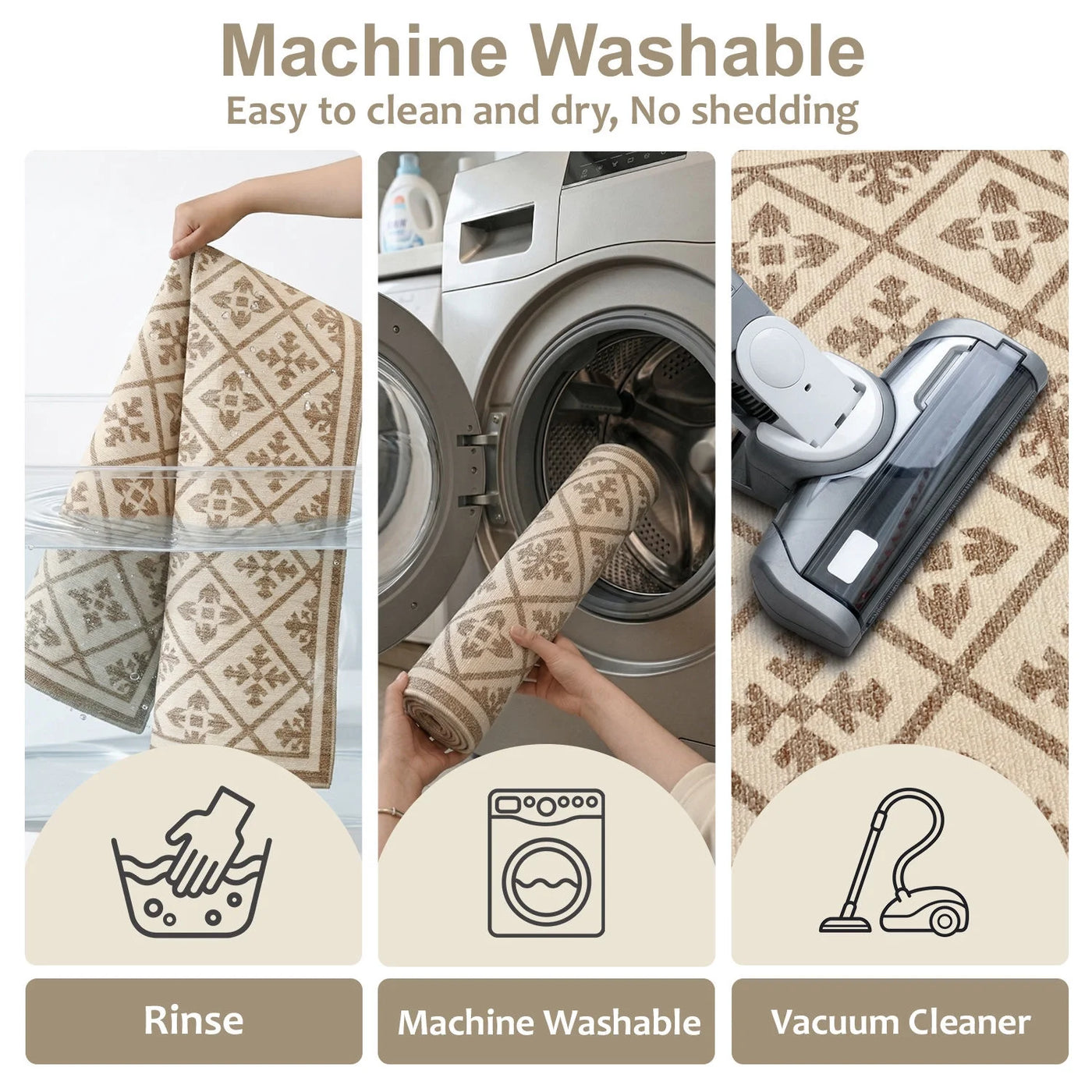 Kitchen Rug Sets, 3-Piece Kitchen Rug with Non-slip Baking for Kitchen Floor Comfort Standing, Rugs Mat with 20"x32"+20"x47"+20"x59"