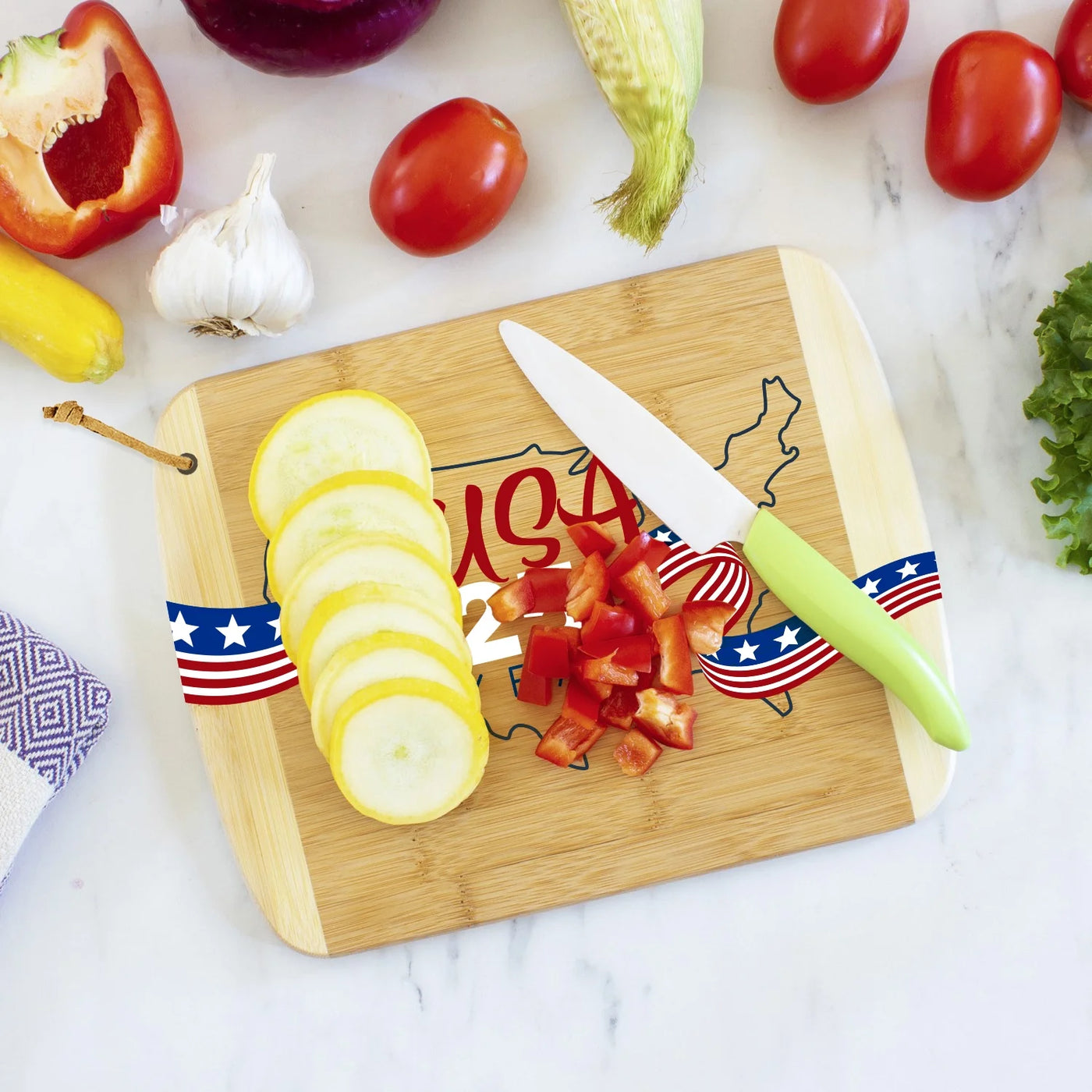 Usa 250th Anniversary Uv Printed 11" Cutting Board, for Meat, Fruit and Vegetable Food Preparation, Durable Design for Daily Home Use