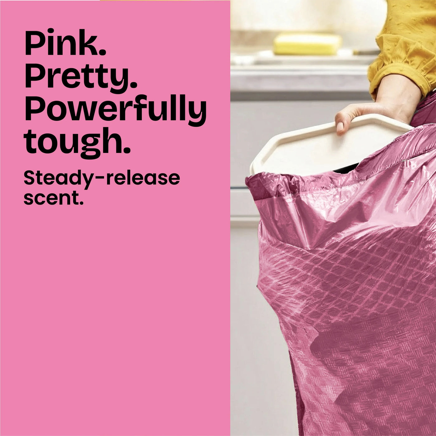 Forceflex Tall Kitchen Drawstring Trash Bags, 13 Gallon, Pink, Cherry Blossom, 120 Count, for Everyday Home Kitchen Cooking, Storage and Organization