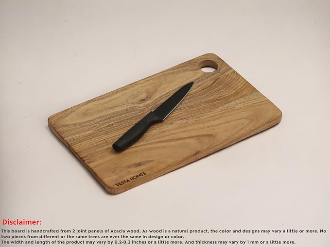 Vesta Homes Wooden Chopping Board, Cutting Board, Serving Tray for Kitchen Vegetables, Fruits and Cheese | Natural Acacia Wood | Natural Color