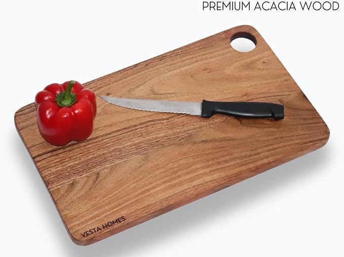 Vesta Homes Wooden Chopping Board, Cutting Board, Serving Tray for Kitchen Vegetables, Fruits and Cheese | Natural Acacia Wood | Natural Color