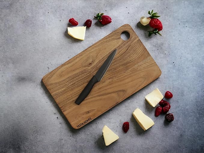 Vesta Homes Wooden Chopping Board, Cutting Board, Serving Tray for Kitchen Vegetables, Fruits and Cheese | Natural Acacia Wood | Natural Color