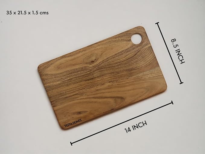 Vesta Homes Wooden Chopping Board, Cutting Board, Serving Tray for Kitchen Vegetables, Fruits and Cheese | Natural Acacia Wood | Natural Color