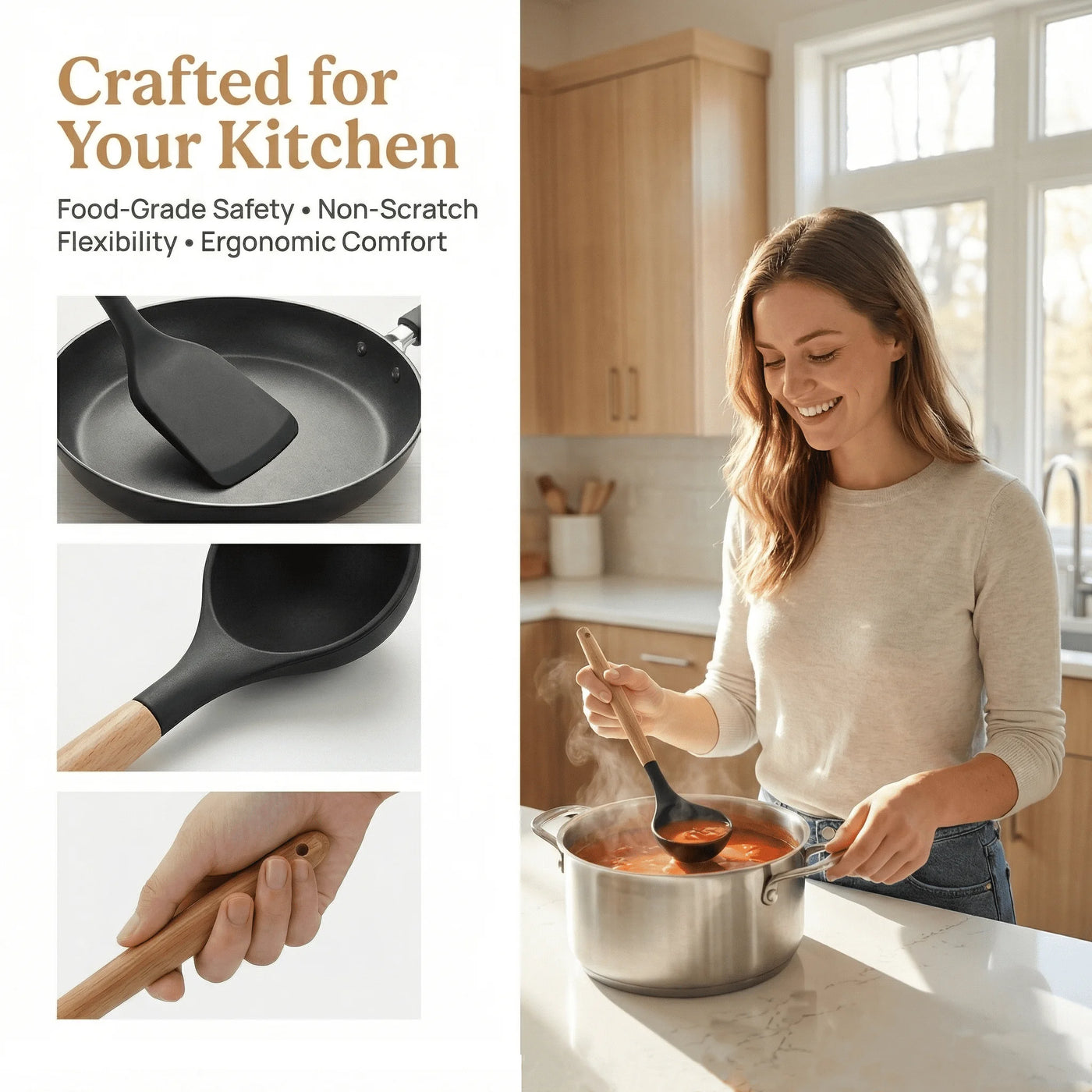Silicone Cooking Utensils Set, 12-Piece Silicone Kitchen Utensils for Nonstick Cookware, 446°F Heat Resistant
