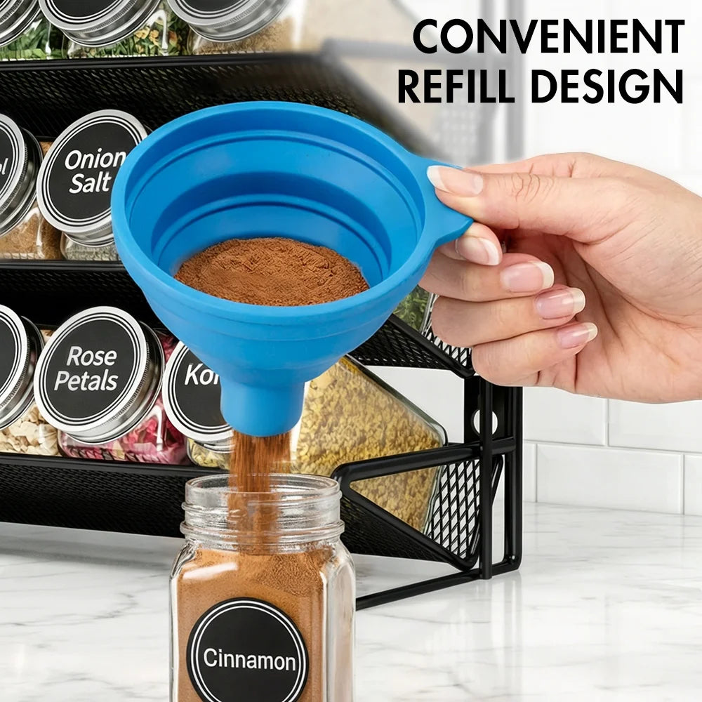 Spice Rack Organizer with 28 Jars, Black, Countertop or Wall Mount, for Pantry Organization, Meal Prep and Dry Food Storage