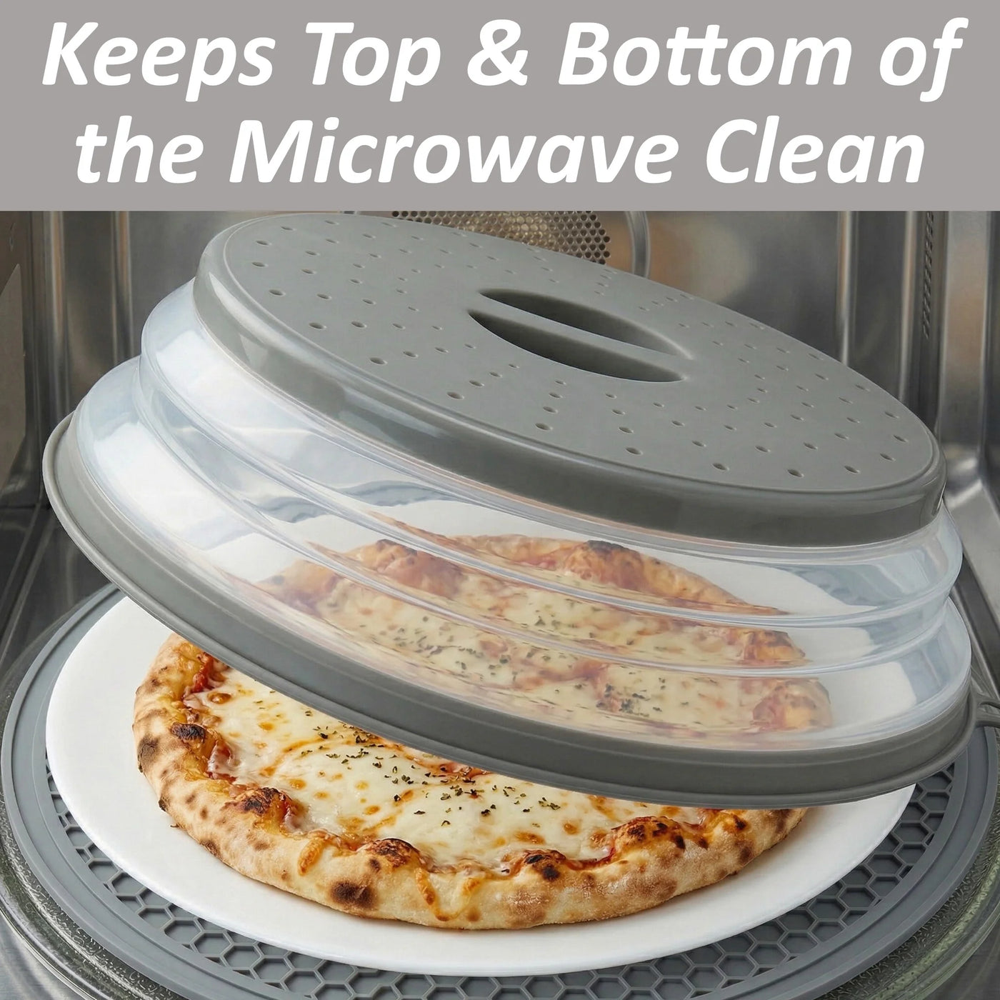 2 in 1, Microwave Splatter Cover for Food and Silicone Placemat, Collapsible and Vented Plate and Dish Cover, BPA Free Splatter Guard Lid