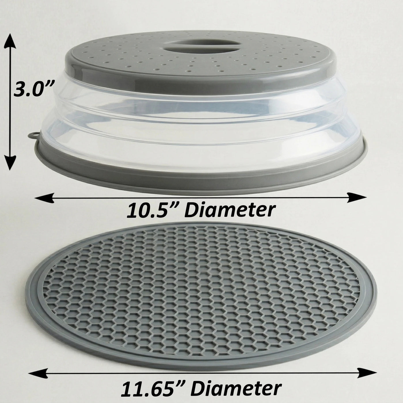 2 in 1, Microwave Splatter Cover for Food and Silicone Placemat, Collapsible and Vented Plate and Dish Cover, BPA Free Splatter Guard Lid