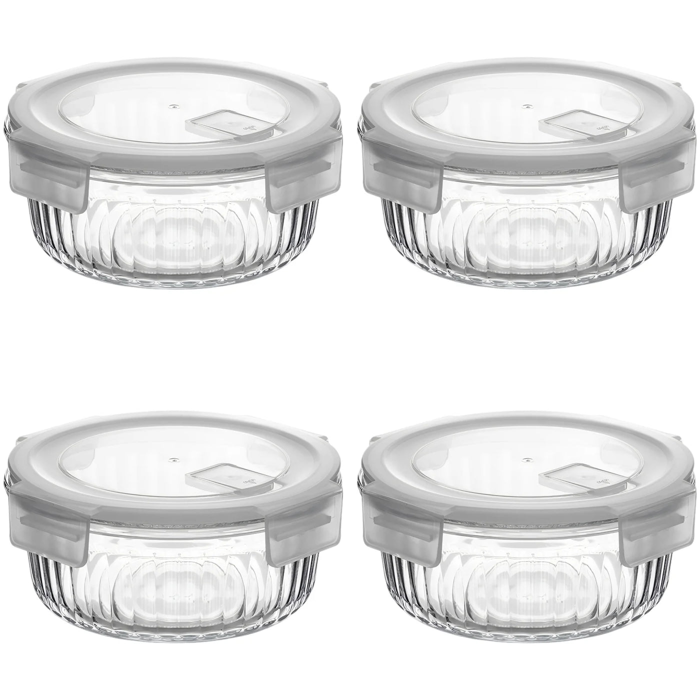 4-Piece Glass Lunch Box Set, Leakproof Borosilicate Food Storage Containers, Stackable, 14.2 Fl Oz 5.12 X 2.09 in