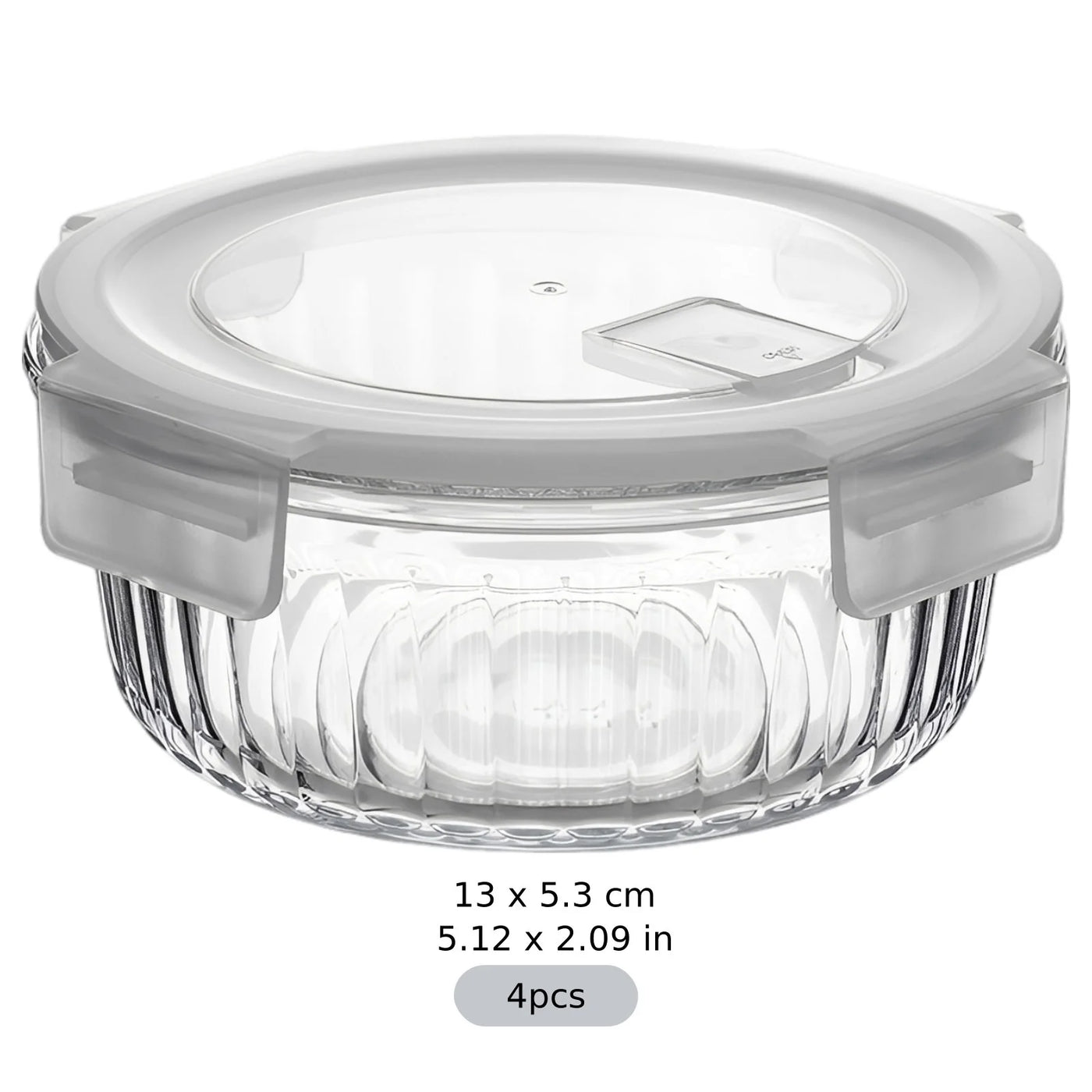 4-Piece Glass Lunch Box Set, Leakproof Borosilicate Food Storage Containers, Stackable, 14.2 Fl Oz 5.12 X 2.09 in