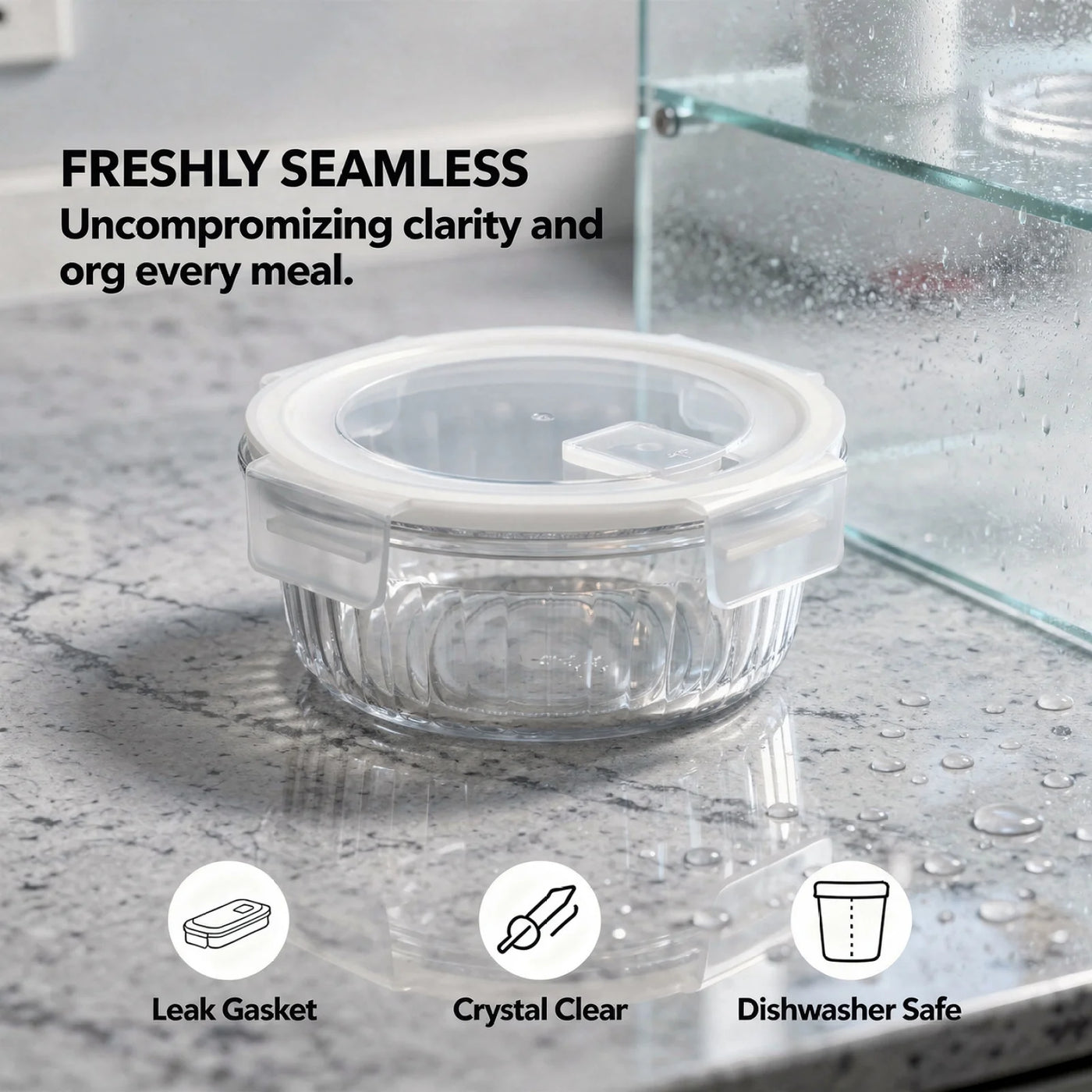 4-Piece Glass Lunch Box Set, Leakproof Borosilicate Food Storage Containers, Stackable, 14.2 Fl Oz 5.12 X 2.09 in