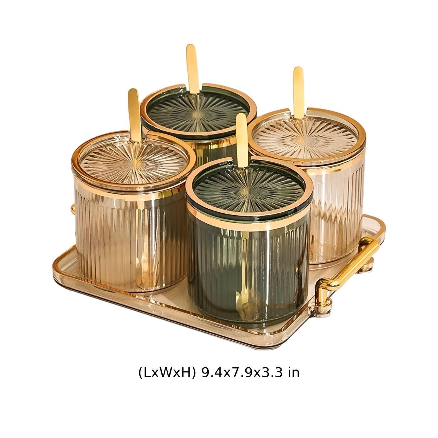 Acrylic Condiment Spice Jars Set, Clear Plastic Condiment Canisters, Seasoning Box with Lids and Spoons, Seasoning Box Set for Kitchen Counter