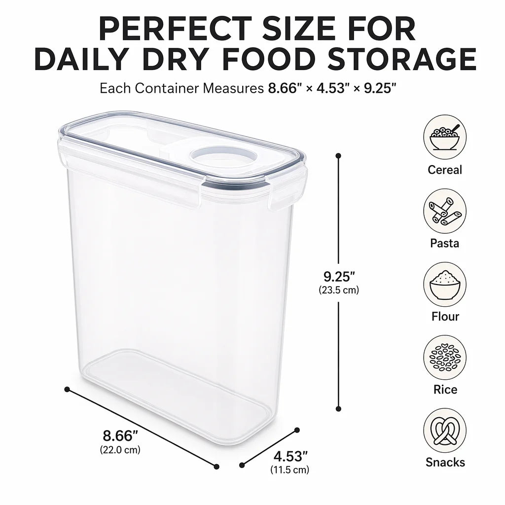 Airtight Food Storage Containers with Lids, 4-Piece BPA-FREE Plastic Meal Prep Containers and Kitchen Pantry Organization Canisters for Cereal