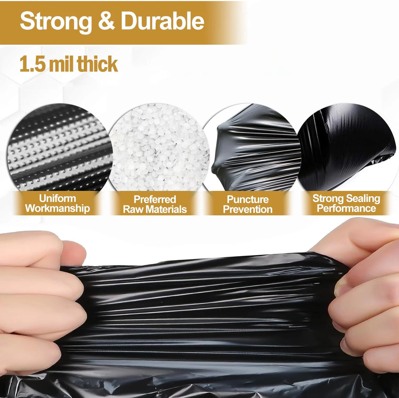 (3-pack) 55 Gallon Trash Bags (50 Count)1.5 Mil, Heavy Duty Outdoor Garbage Bags for Office, Waste, and Storage Use