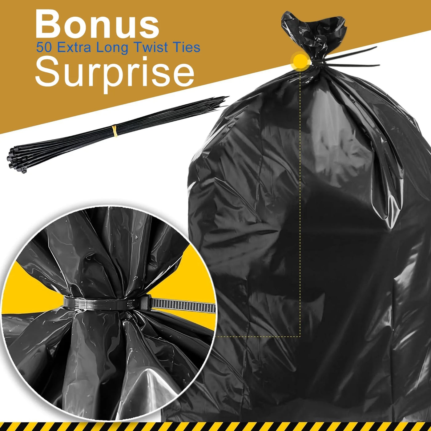(3-pack) 55 Gallon Trash Bags (50 Count)1.5 Mil, Heavy Duty Outdoor Garbage Bags for Office, Waste, and Storage Use