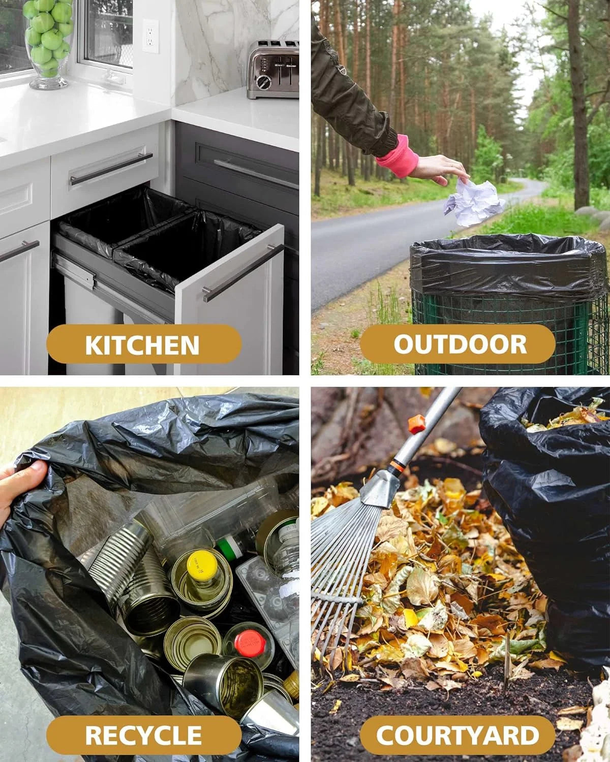 (3-pack) 55 Gallon Trash Bags (50 Count)1.5 Mil, Heavy Duty Outdoor Garbage Bags for Office, Waste, and Storage Use