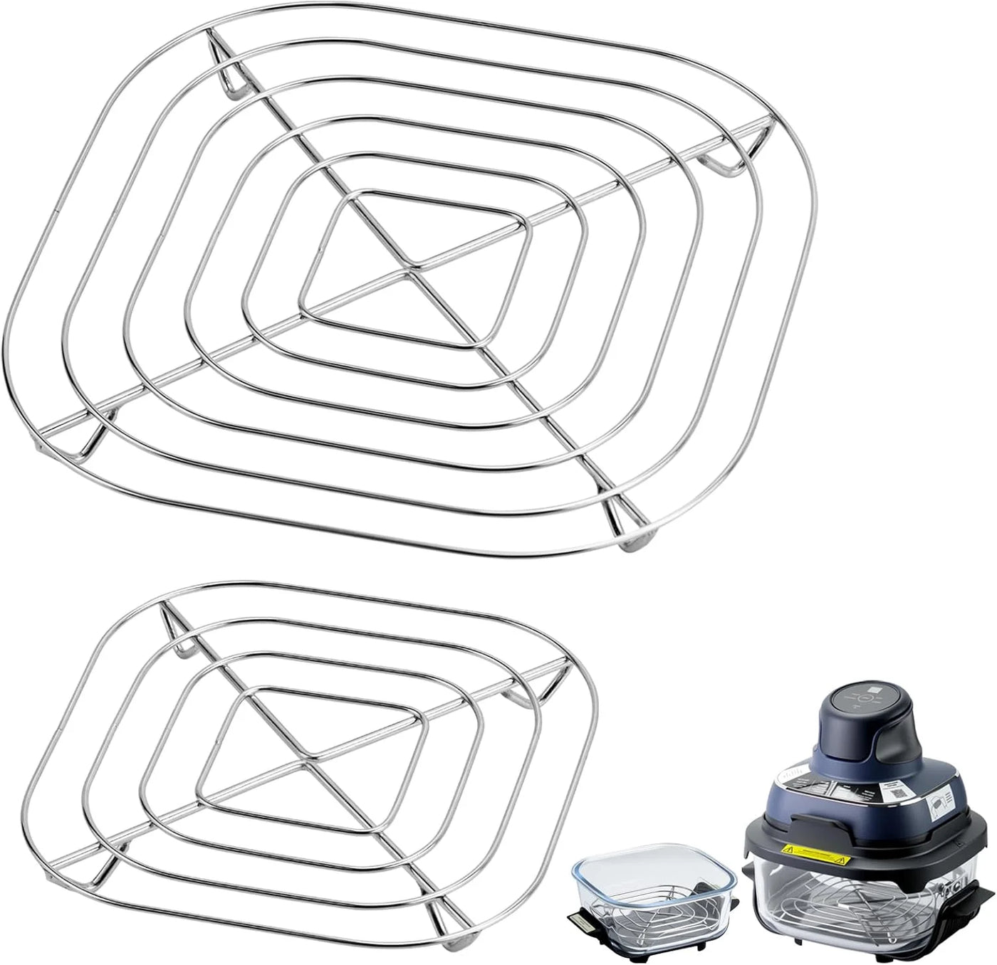 2-Piece Crisper Stainless Steel Rack Compatible with Glass Air Fryer, Air Fryer Accessories for Crispi Air Fryer Fn101 Crispi Pro Air Fryer As101