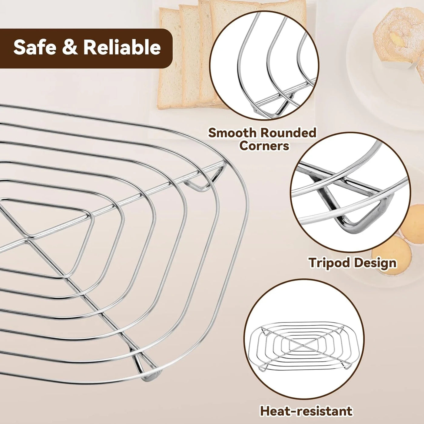 2-Piece Crisper Stainless Steel Rack Compatible with Glass Air Fryer, Air Fryer Accessories for Crispi Air Fryer Fn101 Crispi Pro Air Fryer As101