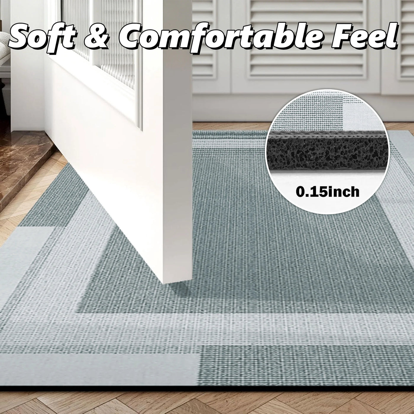 Non Slip Bath Mat Quick Dry Super Absorbent 16x24in Gray Bathroom Shower Kitchen Rug, for Everyday Home Kitchen Cooking, Storage and Organization