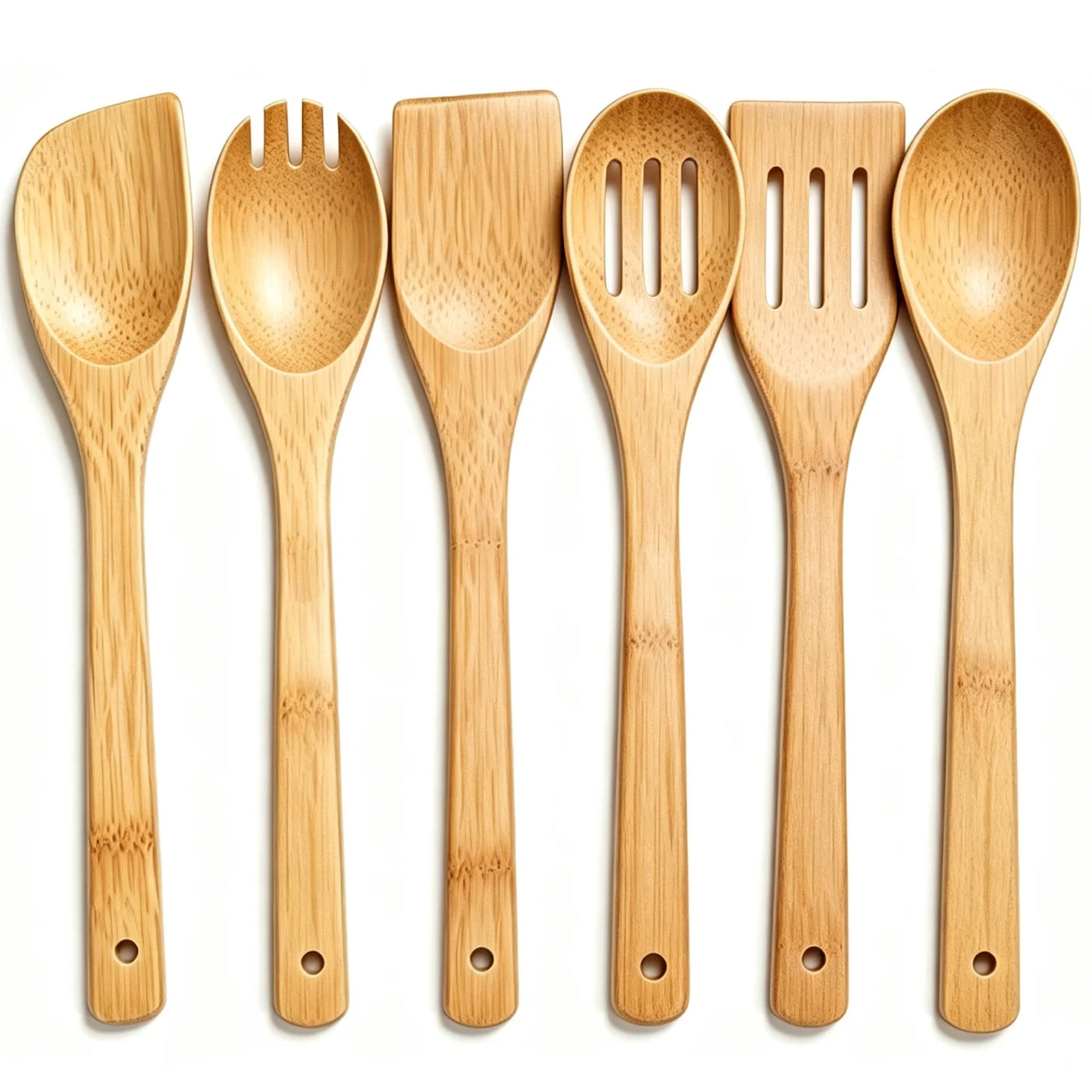 6-Piece Wooden Cooking Utensil Set, Wooden Spoons for Cooking, Natural Banboo Spatula Spoon Utensils Set for Kitchen Cookware, Heat Resistant