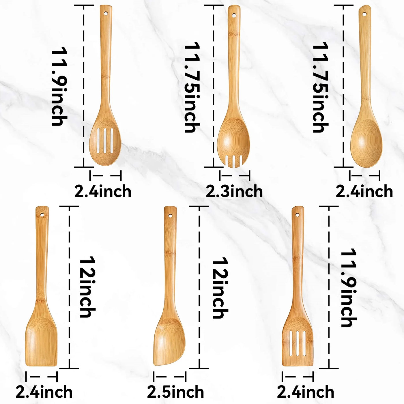 6-Piece Wooden Cooking Utensil Set, Wooden Spoons for Cooking, Natural Banboo Spatula Spoon Utensils Set for Kitchen Cookware, Heat Resistant