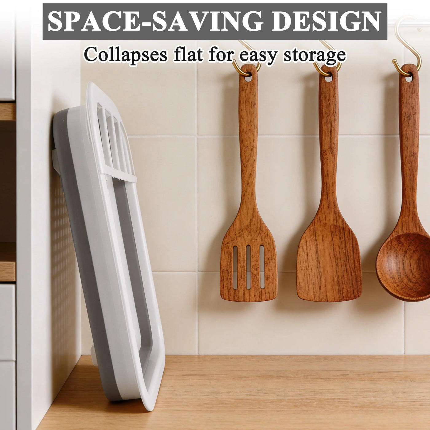 Dish Drying Rack, Portable 4-Compartment Dish Drainer with Drainboard, Utensil and Plate Organizer, Space-saving Kitchen Storage Tray for Counter, RV