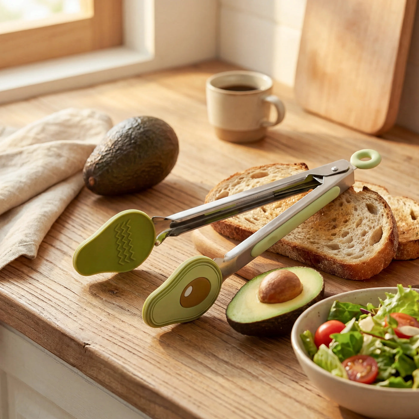 Cook with Color Mini Silicone Tongs, Stainless Steel Heat-resistant Food Tongs for Appetizers, Avocado