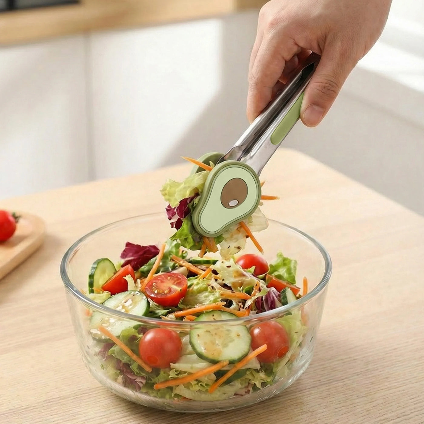 Cook with Color Mini Silicone Tongs, Stainless Steel Heat-resistant Food Tongs for Appetizers, Avocado