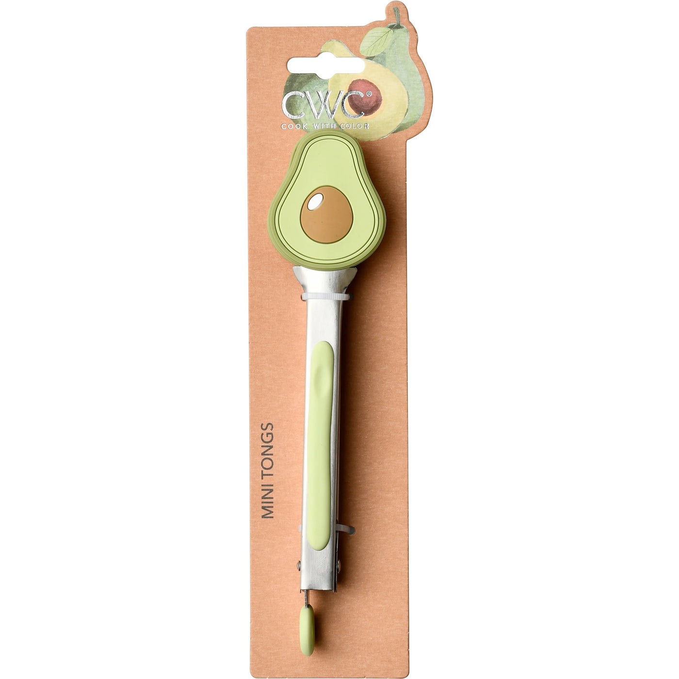 Cook with Color Mini Silicone Tongs, Stainless Steel Heat-resistant Food Tongs for Appetizers, Avocado