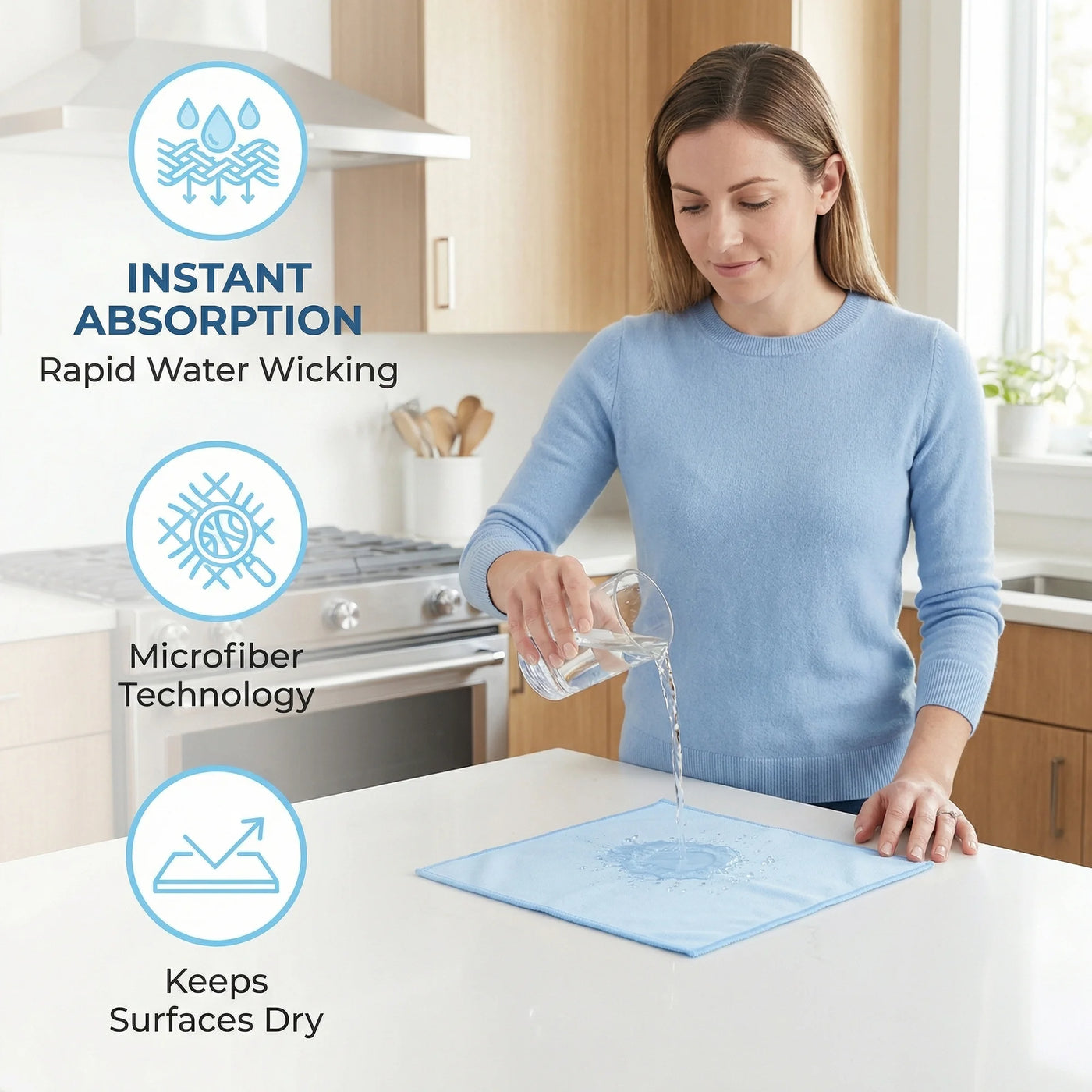 Microfiber Cleaning Fish Scale Streak Blue/Grey 12" X 12"/10" X 10", for Accurate Kitchen, Food and Portion Weighing