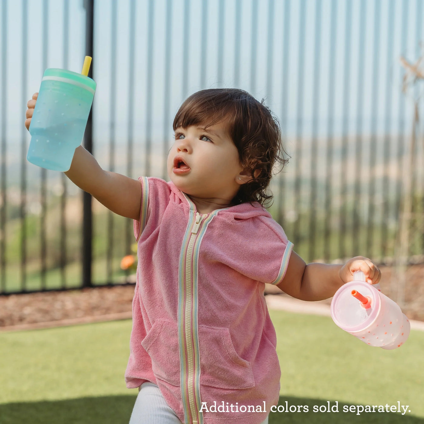 Infantino My 1st Tumbler, Toddler-friendly 9oz Training Cup with Straw and Handle, Blue Stars, for Everyday Home Kitchen Cooking