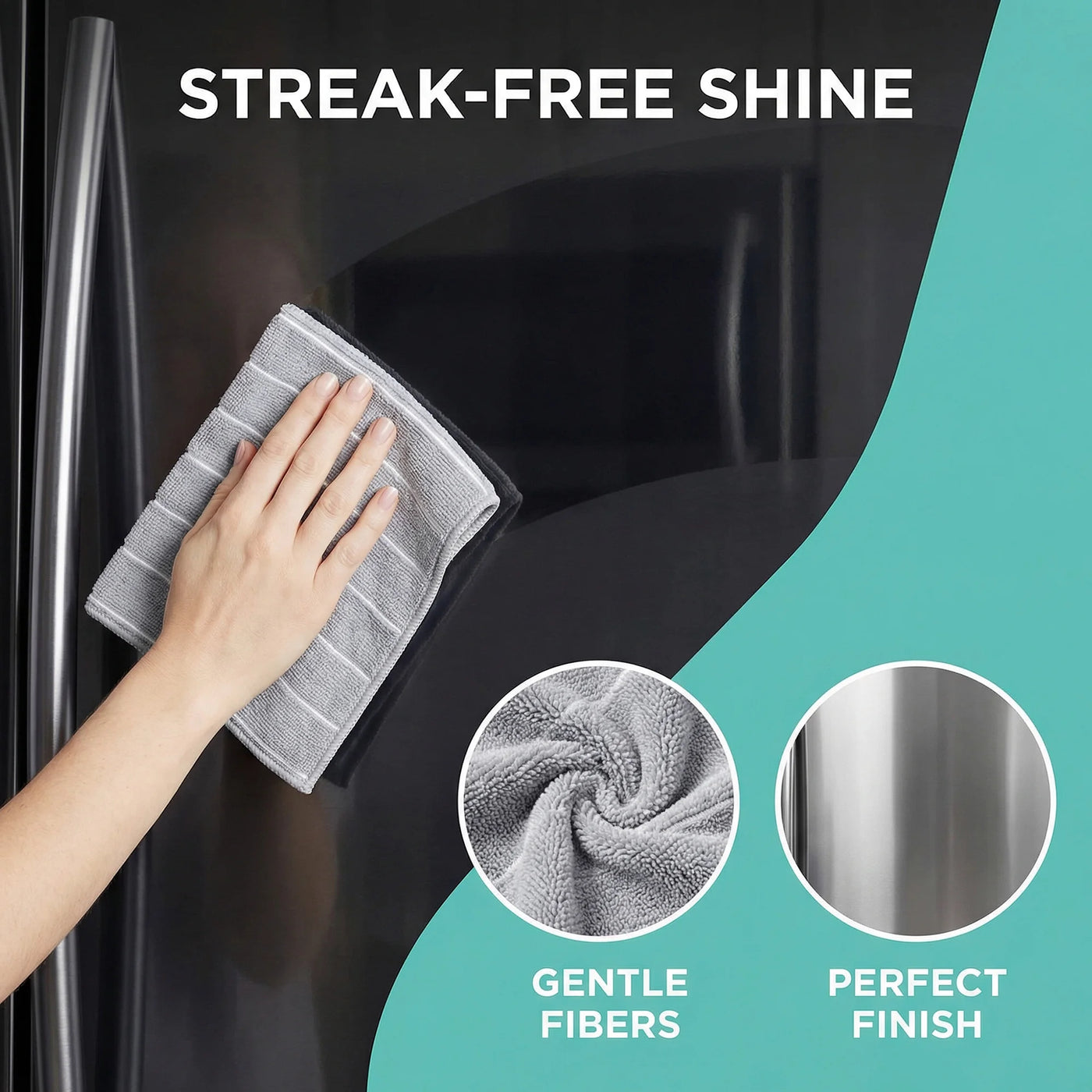 6-Piece Microfiber Absorbent Striped Cleaning Cloths Grey 12" X 12", for Drying Dishes, Wiping Counters and Everyday Kitchen Cleaning