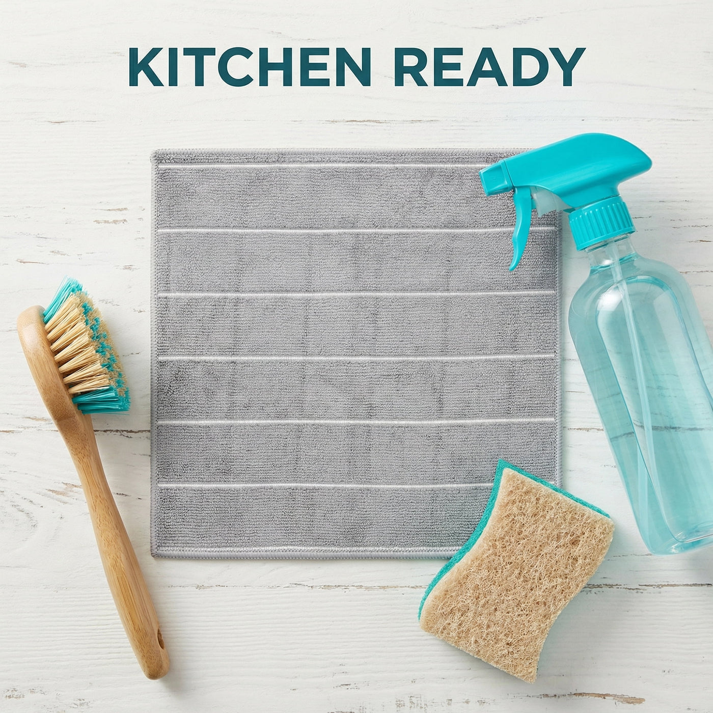 6-Piece Microfiber Absorbent Striped Cleaning Cloths Grey 12" X 12", for Drying Dishes, Wiping Counters and Everyday Kitchen Cleaning