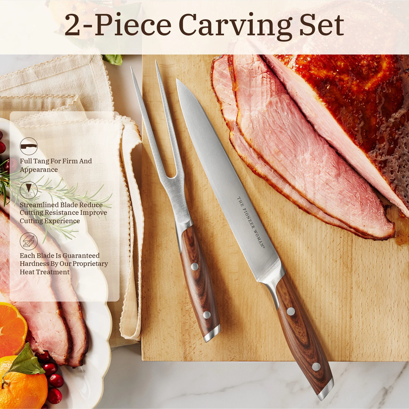 2-Piece Stainless Steel Carving Set, for Everyday Home Kitchen Cooking, Storage and Organization, Durable Design for Daily Home Use