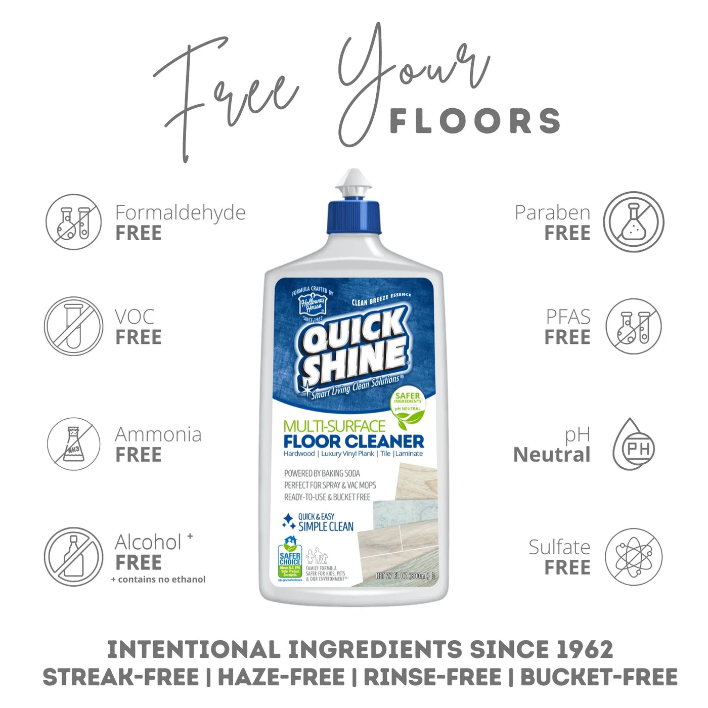 Multi-surface Floor Cleaner, Ready-to-use, Pfas-free and Safer Choice, Fresh Scent 54oz (2-27oz Bottles)