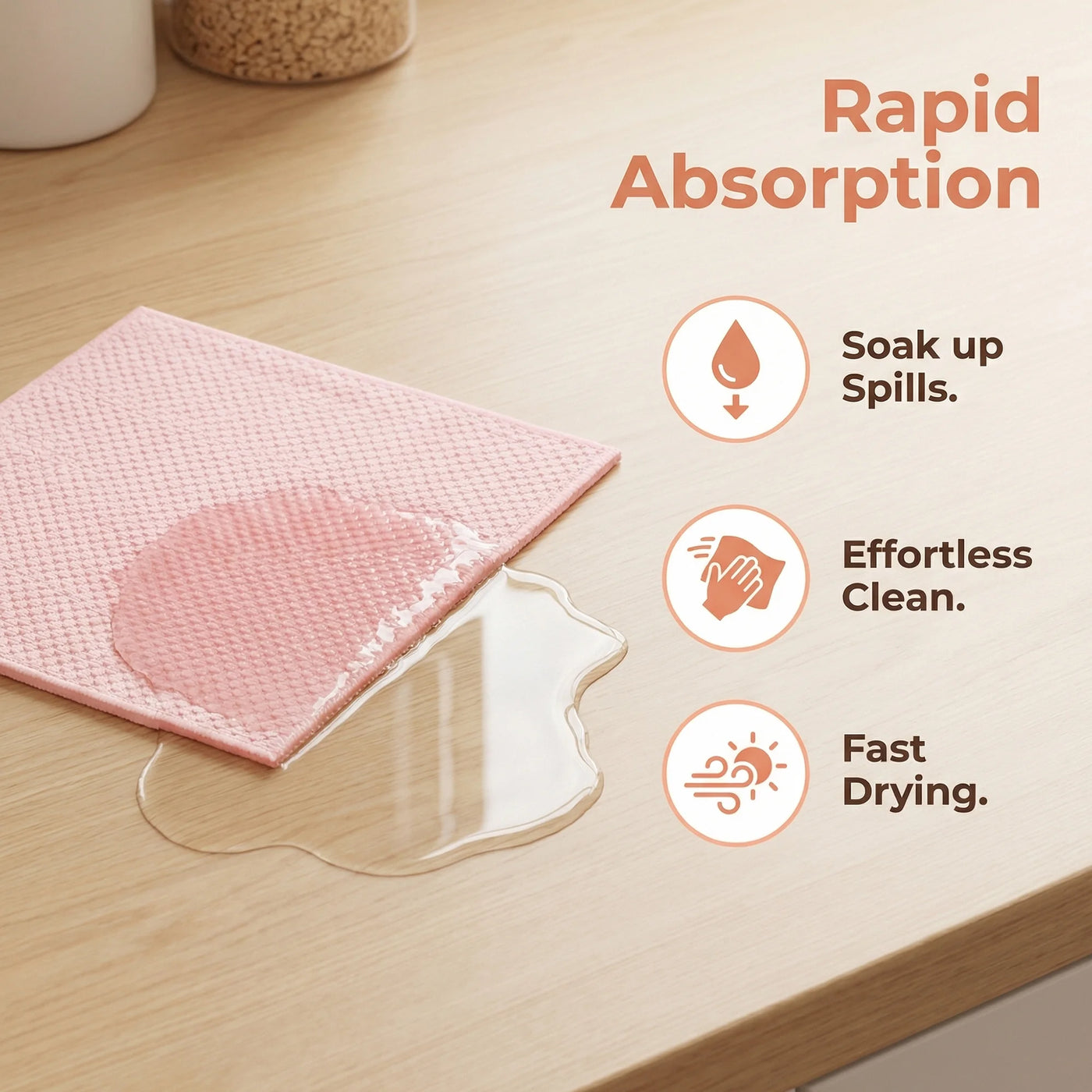 Dish Cloth for Washing Dishes Rags Pink 12" X 12", for Everyday Home Kitchen Cooking, Storage and Organization