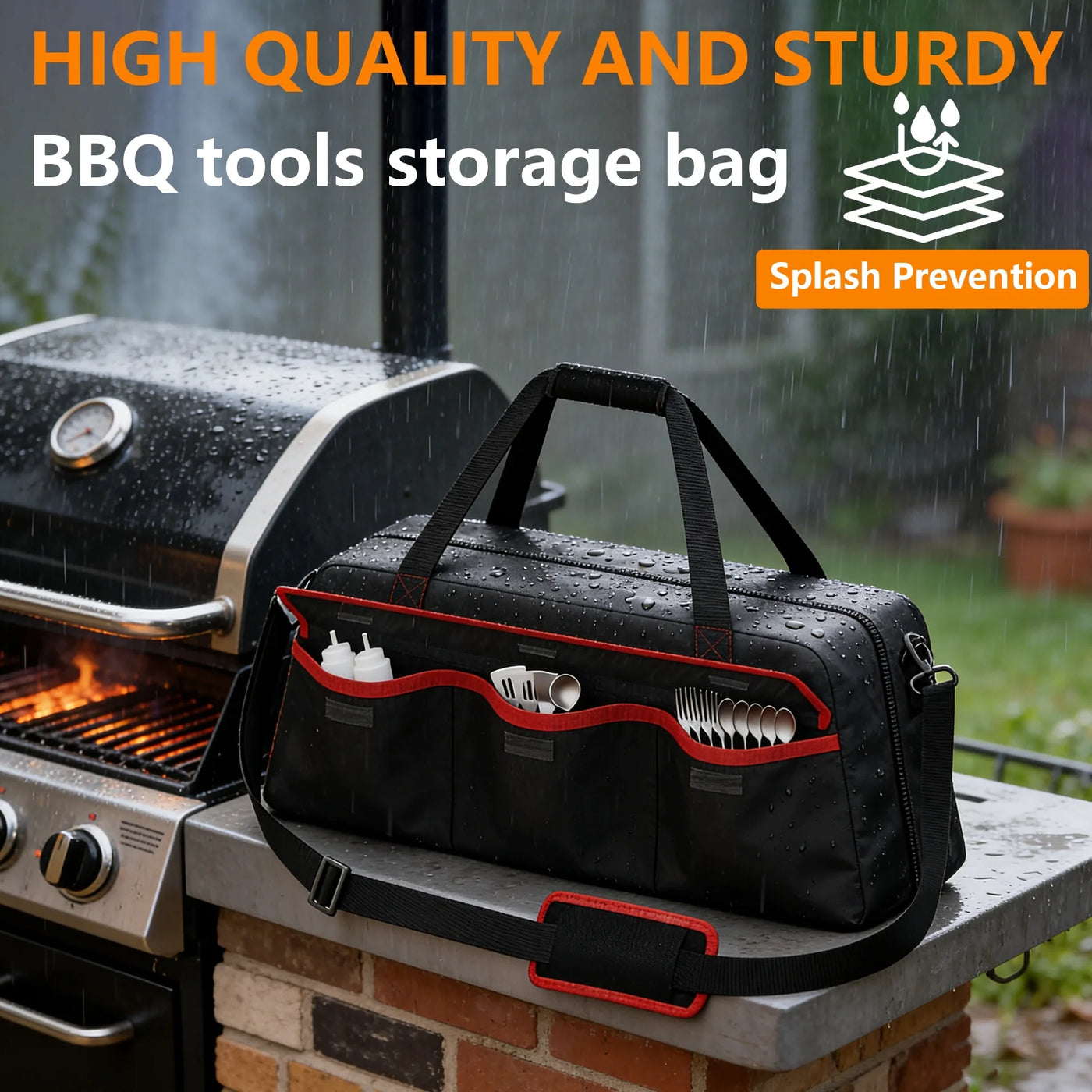 Grill Tool Storage Bag, Grill Utensil Storage Bag for Barbecue Tool Up to 22", Bbq Utensil Storage Caddy with Pockets, Bag Only