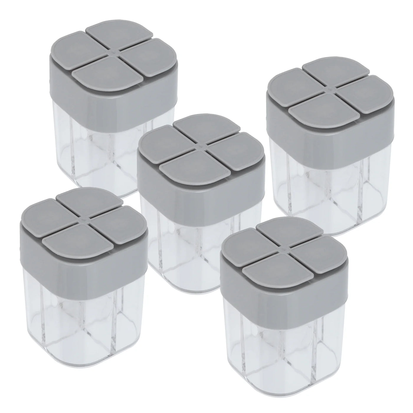 M Buder 5-Piece 4 in 1 Spice Container Set Seasoning Shaker Dispenser with Sealed Lids Space Saving Organizer Storage Box for Home Kitchen Restaurant