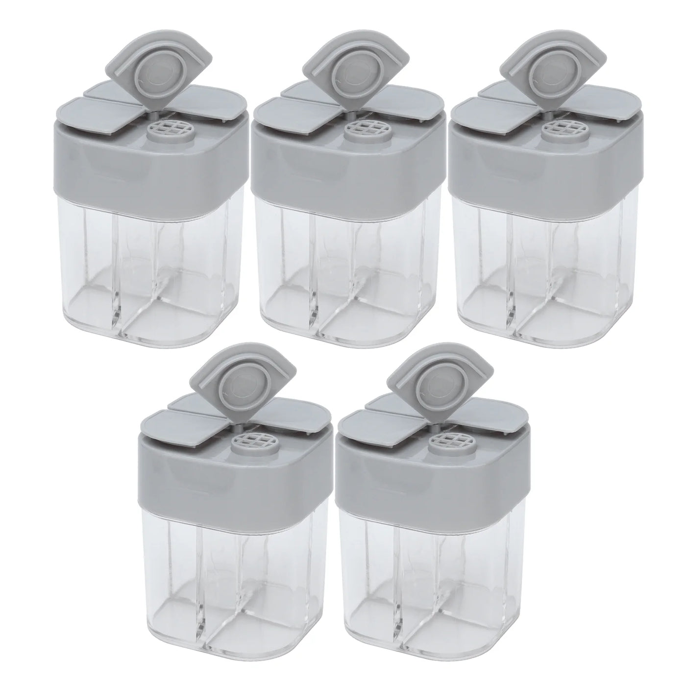 M Buder 5-Piece 4 in 1 Spice Container Set Seasoning Shaker Dispenser with Sealed Lids Space Saving Organizer Storage Box for Home Kitchen Restaurant