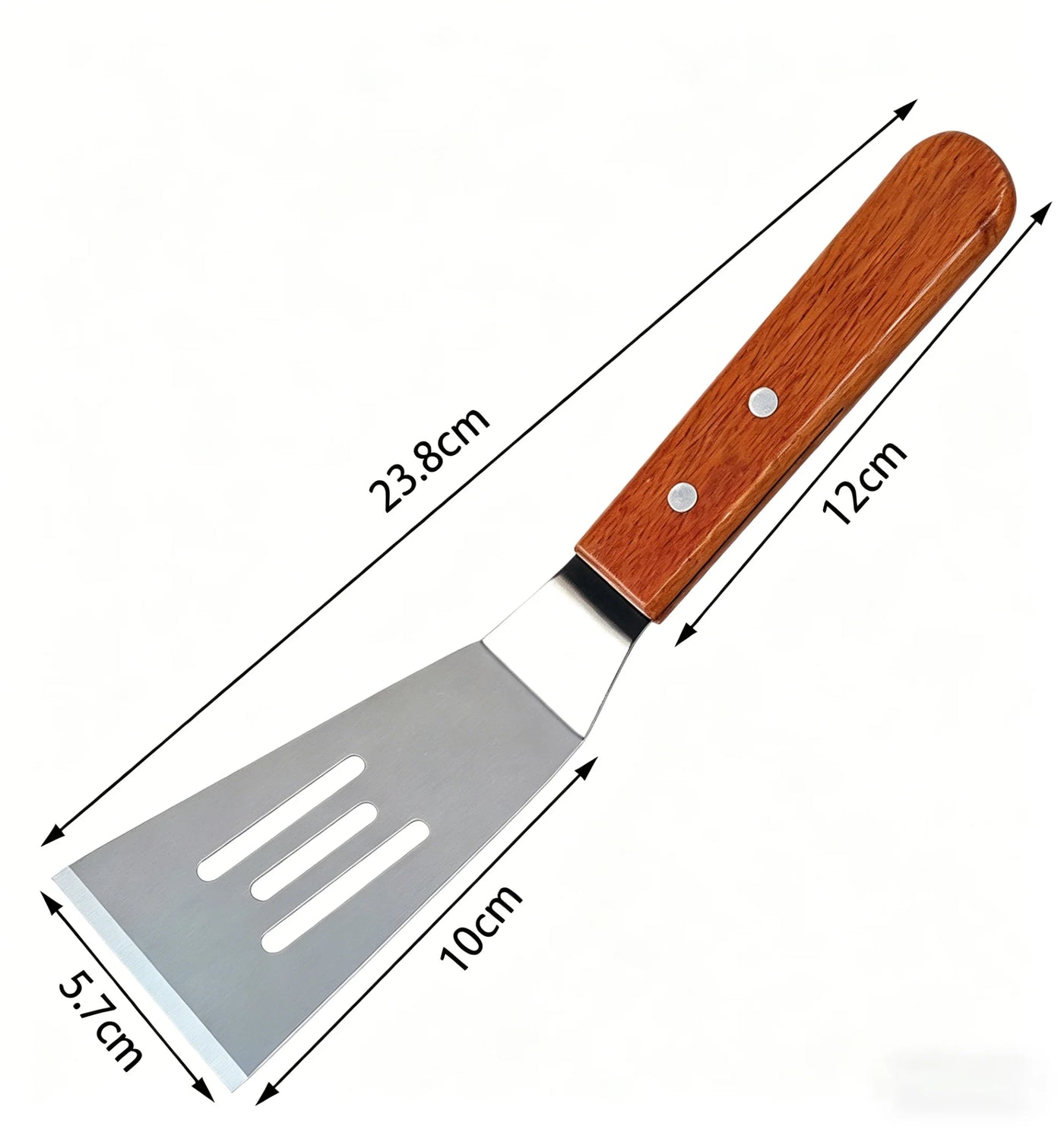 Metal Spatula Set, Stainless Steel Griddle Spatulas with Wooden Handle, Slotted and Solid Turner for Cooking, Baking, Bbq, Grilling