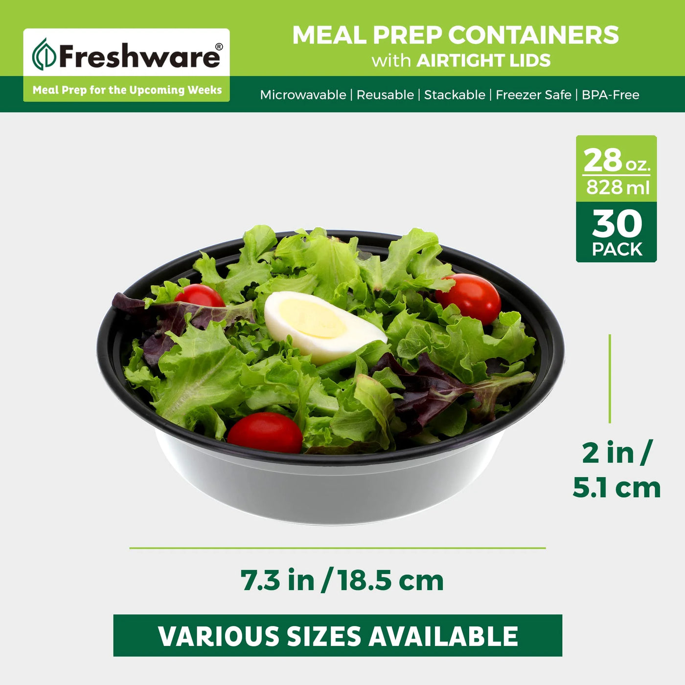 Meal Prep Bowl Containers [30-pack] Plastic Bowls with Lids for Soup and Salad, Food Storage Bento Box, BPA Free, Stackable, Lunch Boxes