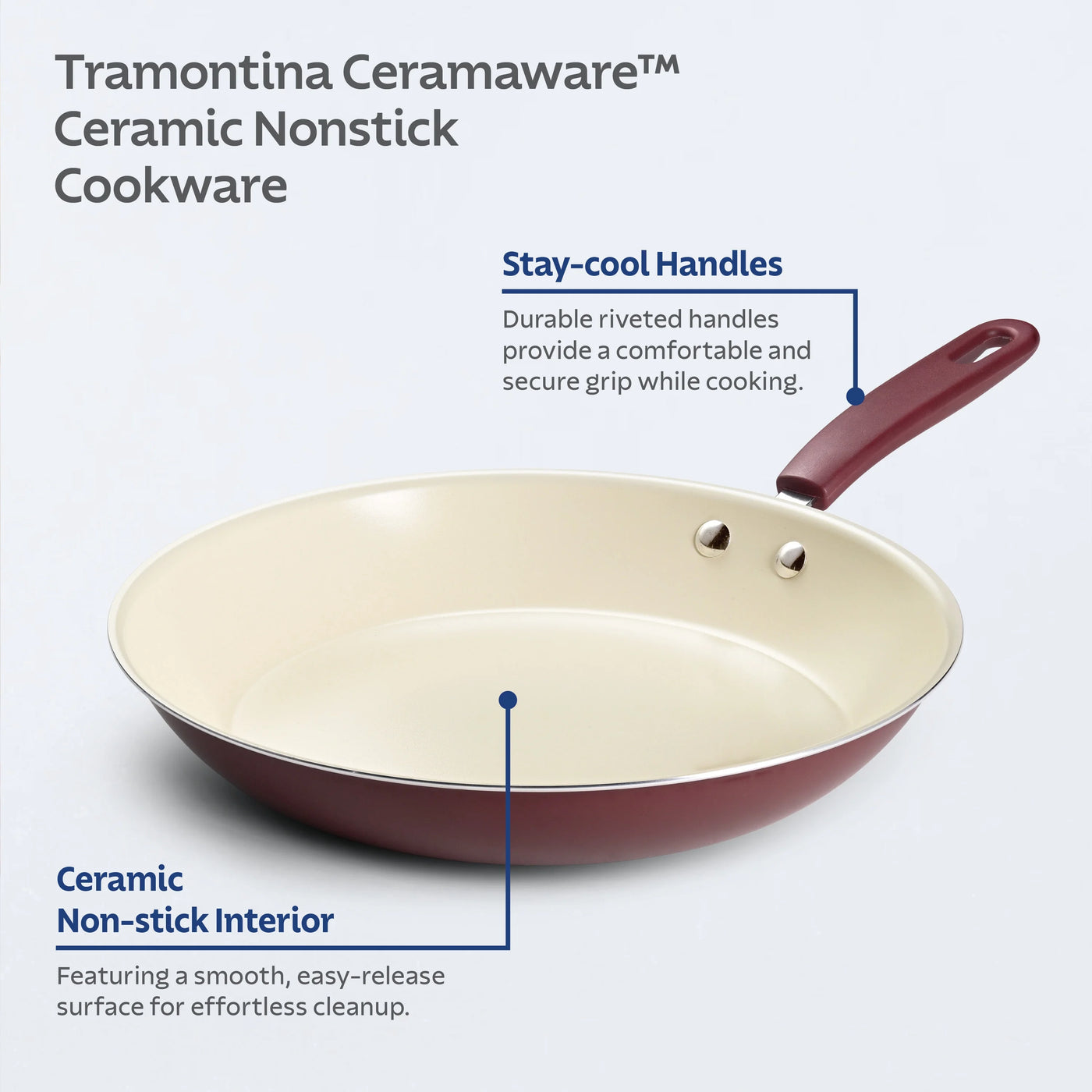 Ceramaware 3-Pack Ceramic Nonstick Fry Pan Set (8-inch, 9.5-Inch and 11-Inch) Wine, for Everyday Home Kitchen Cooking, Storage and Organization