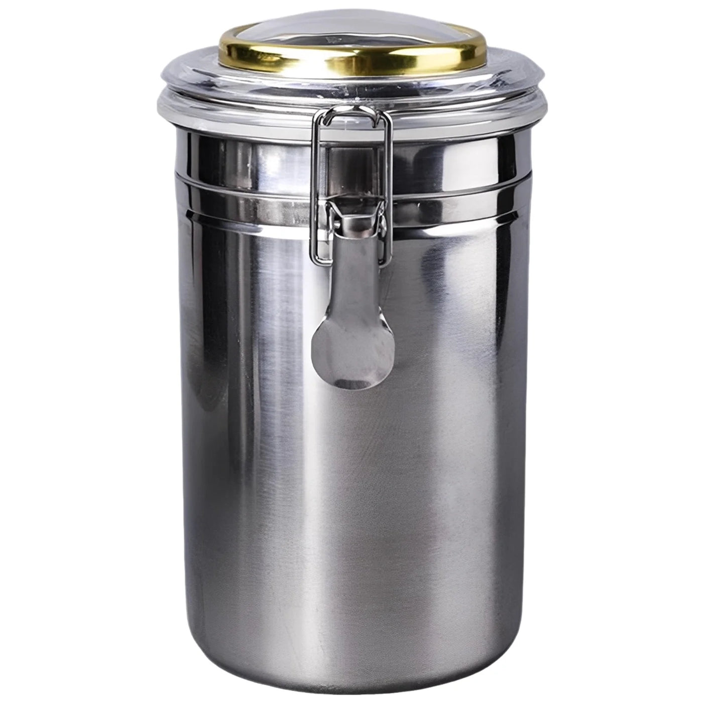 Stainless Steel Canister with Humidifier and Hygrometer, Airtight Food Storage Container, 6.8 in / 17.3 Cm High Coffee Bean Container