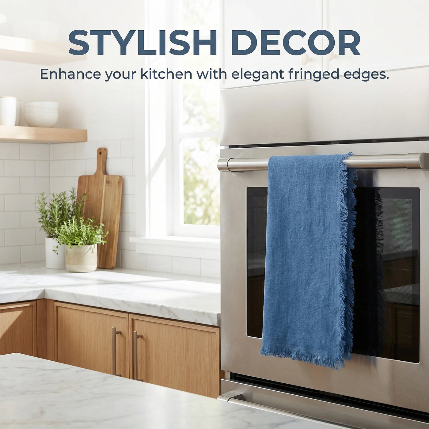 Absorbent Cotton Linen Kitchen Towels 4-Pack Blue/Pink 18" X 18", for Drying Dishes, Wiping Counters and Everyday Kitchen Cleaning