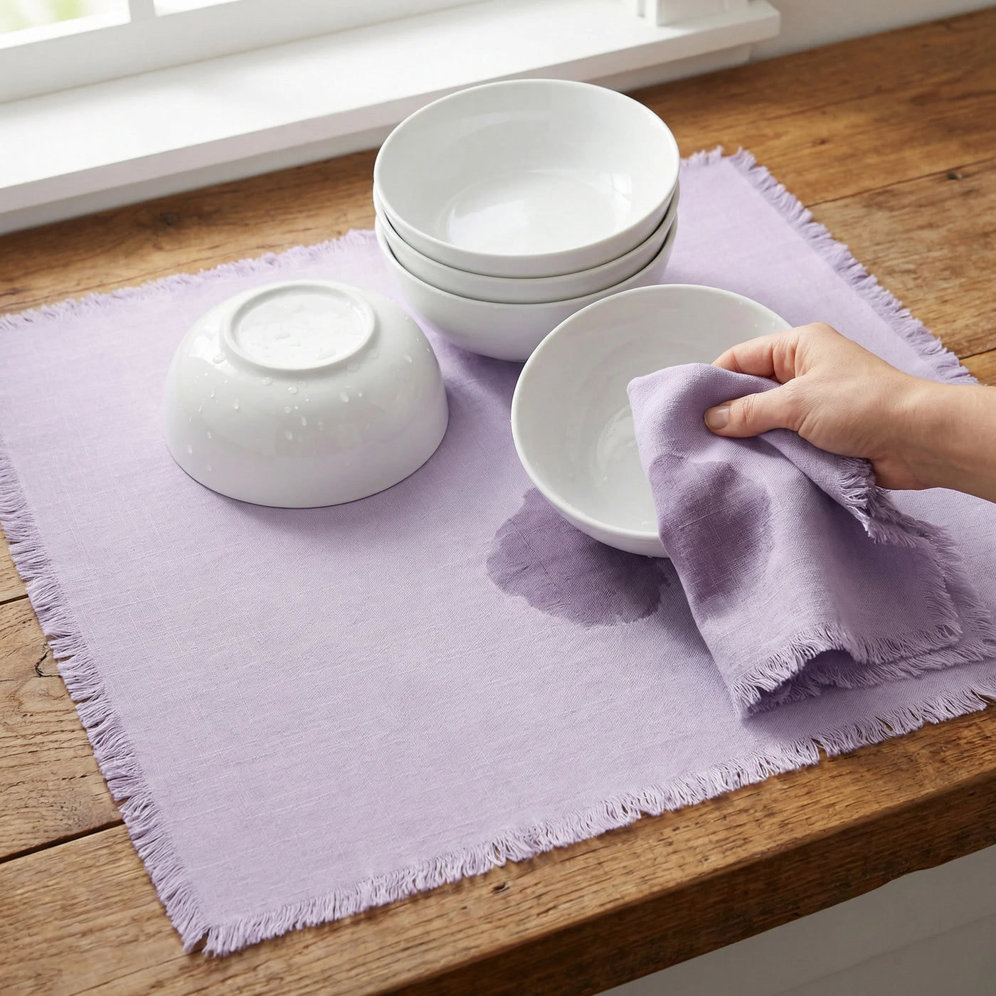 Cotton Linen Kitchen Towels Claret 4-Pack Light Purple/Pink 18" X 18", for Drying Dishes, Wiping Counters and Everyday Kitchen Cleaning