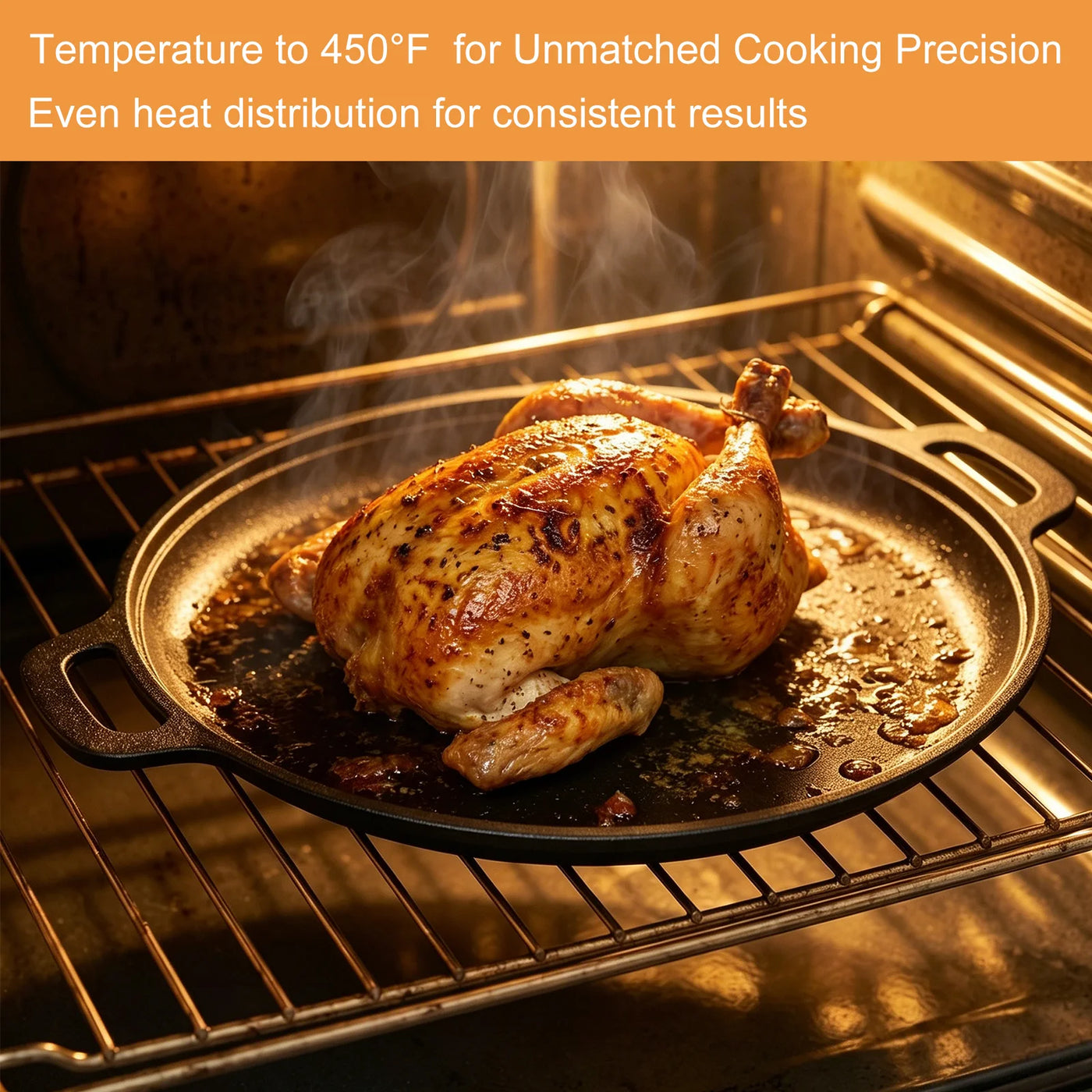 Round Cast Iron Skillet, Taimasi 12'' Pre-seasoned Cast Iron Frying Pan with Dual Handle, Oven Safe Pizza Pan for Grill, Bbq, Roasting