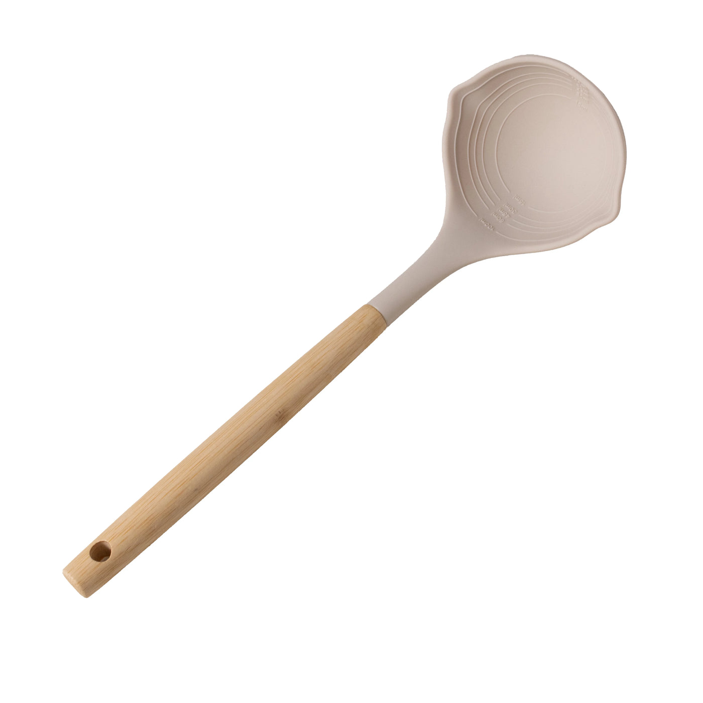 12.8" Silicone Kitchen Ladle with Bamboo Handle, for Cooking, Mixing, Serving and Nonstick Cookware, Durable Design for Daily Home Use